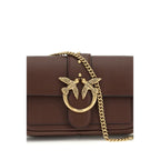 PINKO Brown Calf Leather Bos Taurus Shoulder Bag