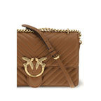 PINKO Brown Calf Leather Bos Taurus Shoulder Bag