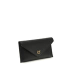 PINKO Black Calf Leather Bos Taurus Clutch Bag