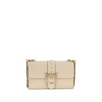 PINKO Beige Calf Leather Bos Taurus Shoulder Bag
