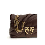 PINKO Brown Calf Leather Bos Taurus Shoulder Bag