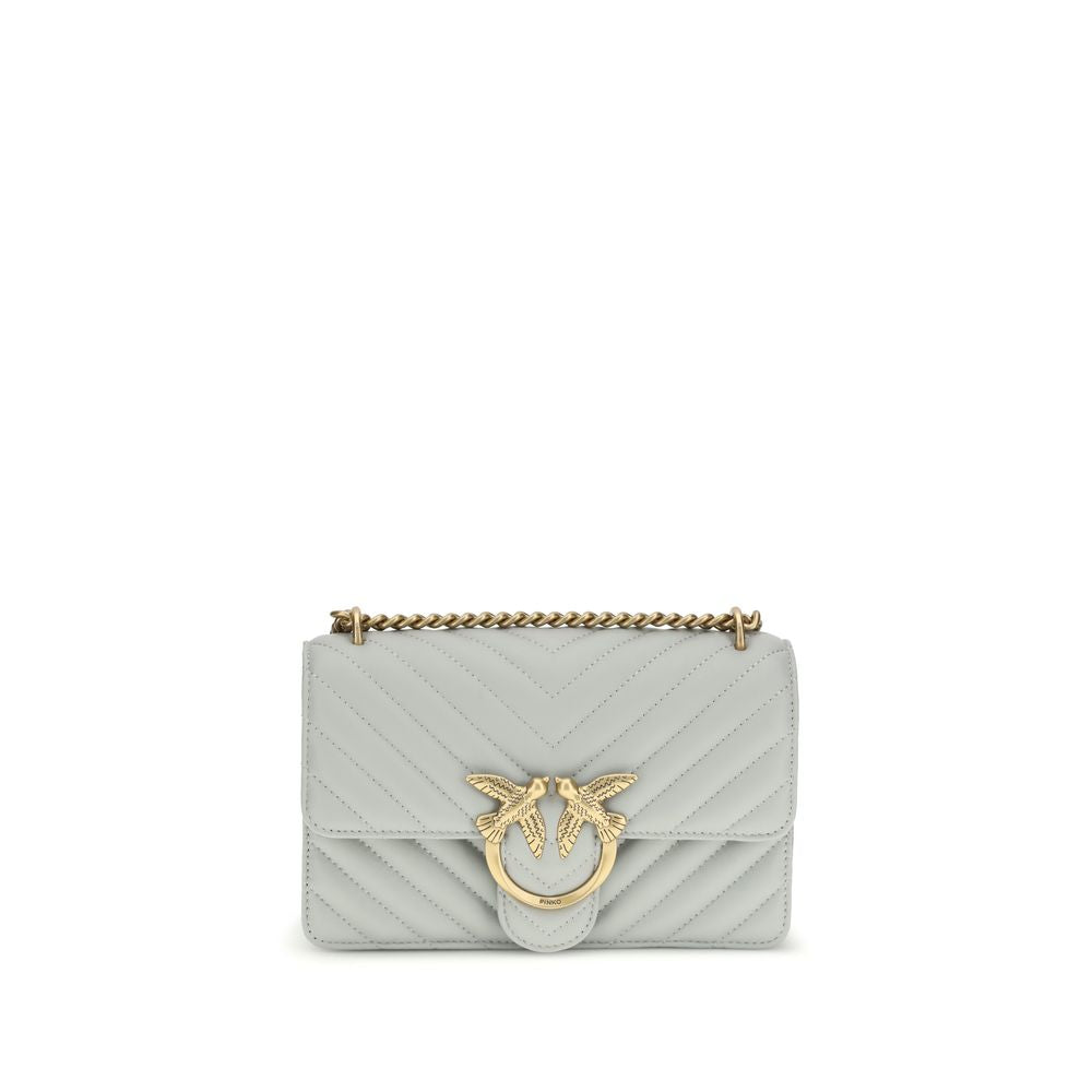 PINKO Gray Calf Leather Bos Taurus Shoulder Bag
