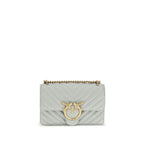 PINKO Gray Calf Leather Bos Taurus Shoulder Bag