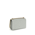 PINKO Gray Calf Leather Bos Taurus Shoulder Bag