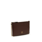 PINKO Bordeaux Calf Leather Bos Taurus Shoulder Bag