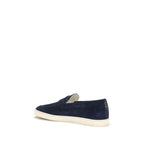 Brunello Cucinelli Blue Calf Leather Bos Taurus Slip-On Loafers