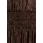 Self-Portrait Brown Silk Long Dress