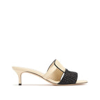 Manolo Blahnik Beige Leather Stiletto Heel Sandals