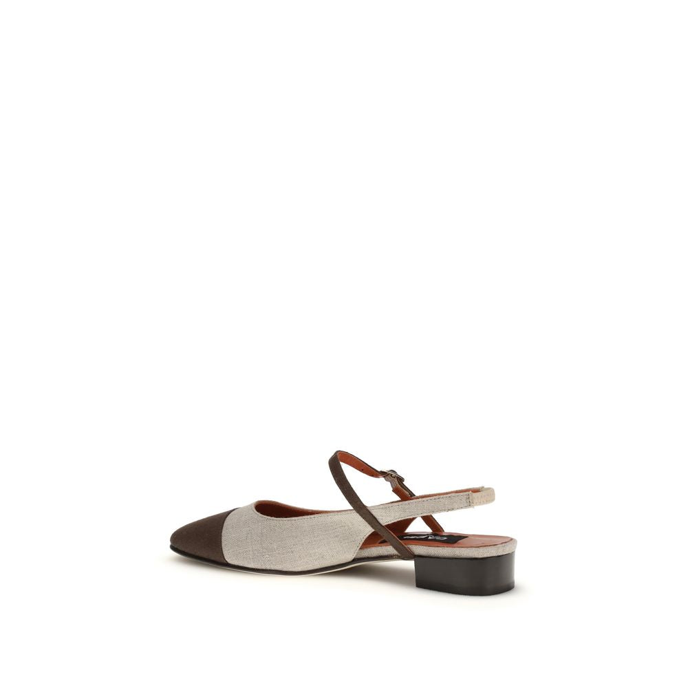 Carel Paris Beige Cotton Ballet Flats