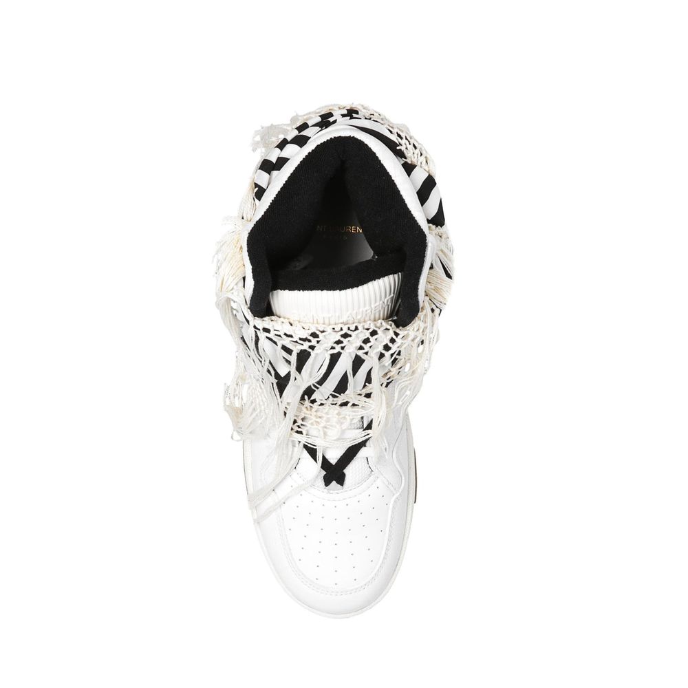 Saint Laurent White Calfskin High Top Sneakers