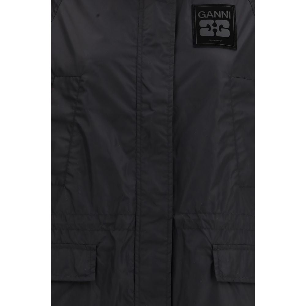 Ganni Black Nylon Coat