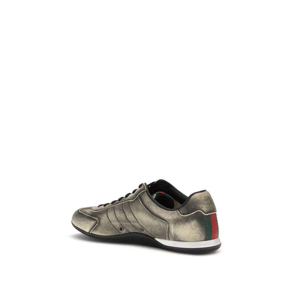 Gucci Black Calf Leather Bos Taurus Low Top Sneakers