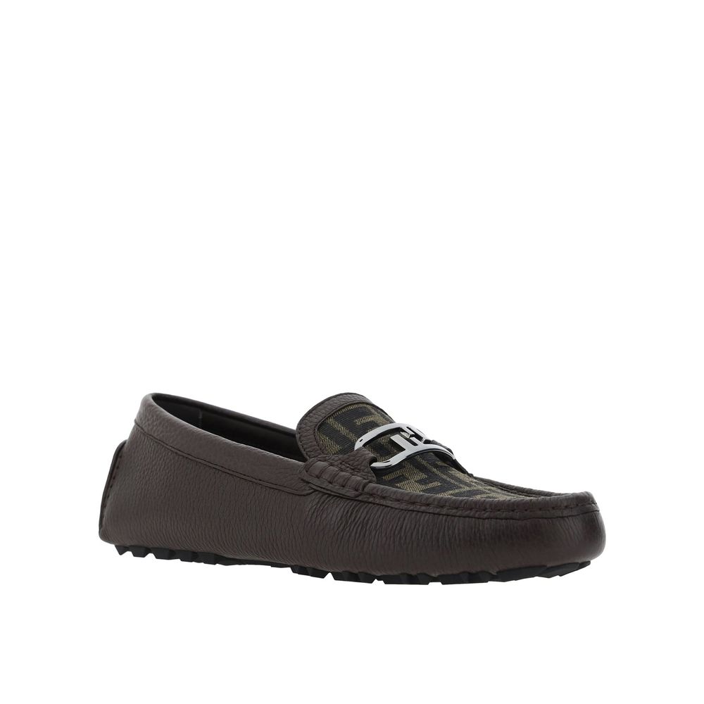 Fendi Brown Calfskin Slip-On Loafers