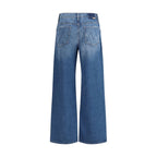 Mother Denim Blue Cotton Flared Jeans