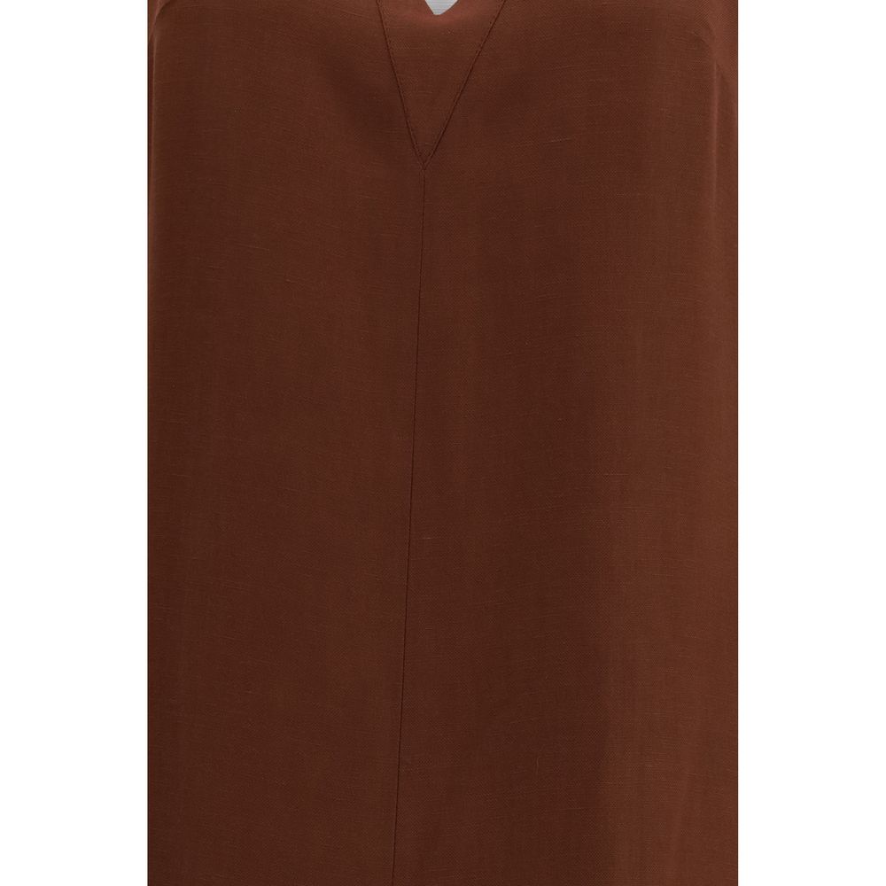 Brunello Cucinelli Brown Viscose Casual Dress