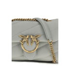 PINKO Gray Calf Leather Bos Taurus Shoulder Bag
