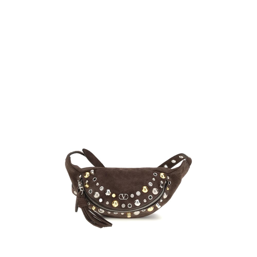 Valentino Garavani Brown Calf Leather Bos Taurus Shoulder Bag