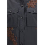 P.A.R.O.S.H. Black Cotton Pattern Shirt