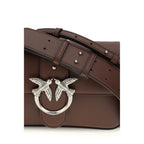 PINKO Brown Calf Leather Bos Taurus Shoulder Bag