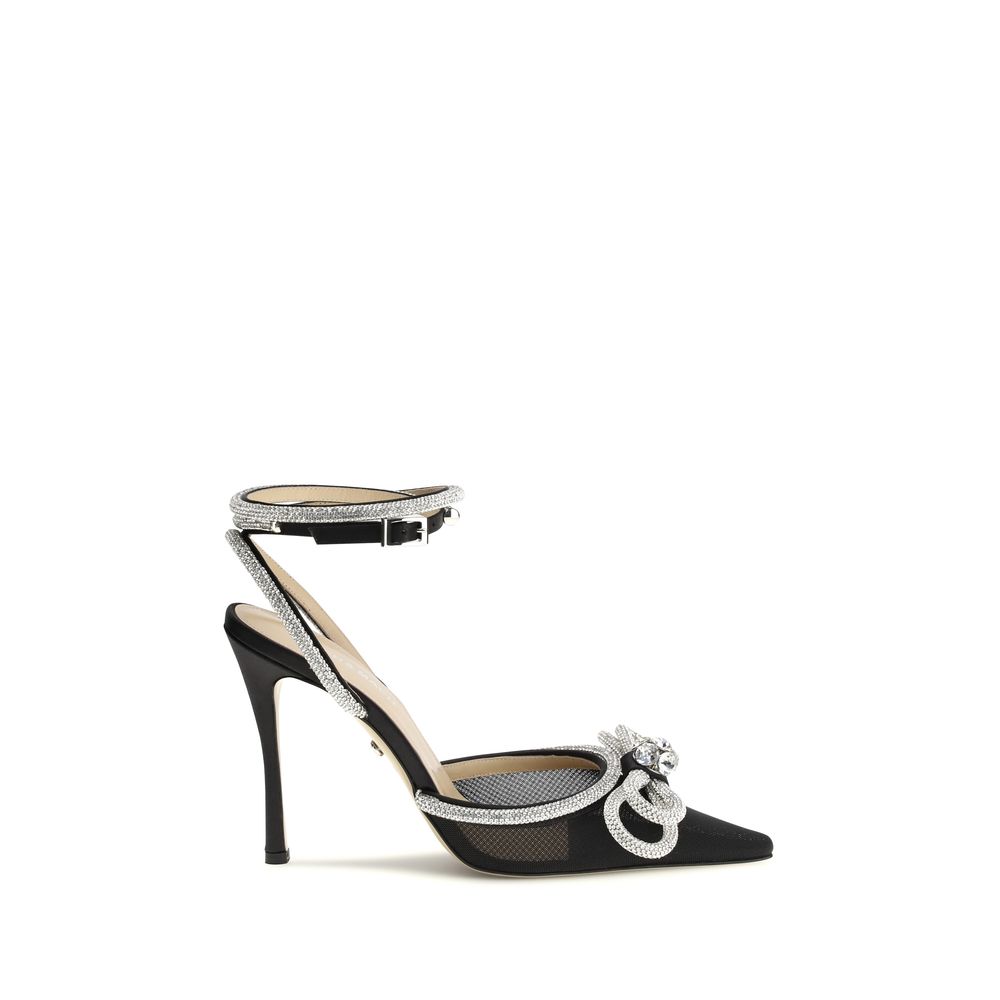 MACH & MACH Black Silk High Heel Pumps