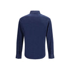 Brunello Cucinelli Blue Linen Dress Shirt