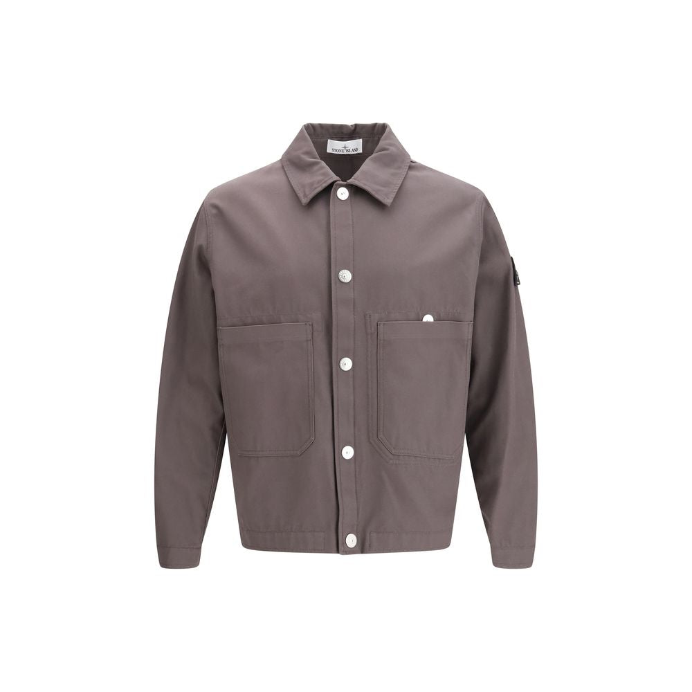 Stone Island Gray Cotton Coat