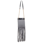 Versace Black And White Leather And Textile Shoulder Bag
