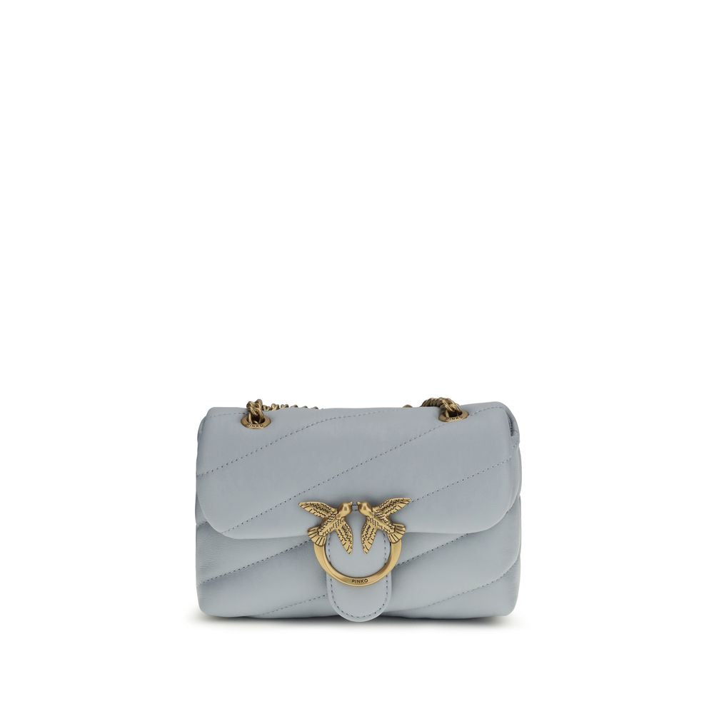 PINKO Blue Calf Leather Bos Taurus Shoulder Bag