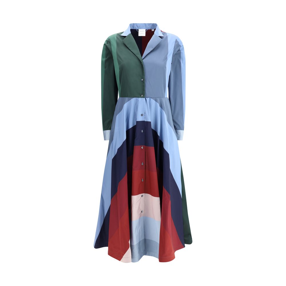 Sara Roka Multicolor Polyester Casual Dress