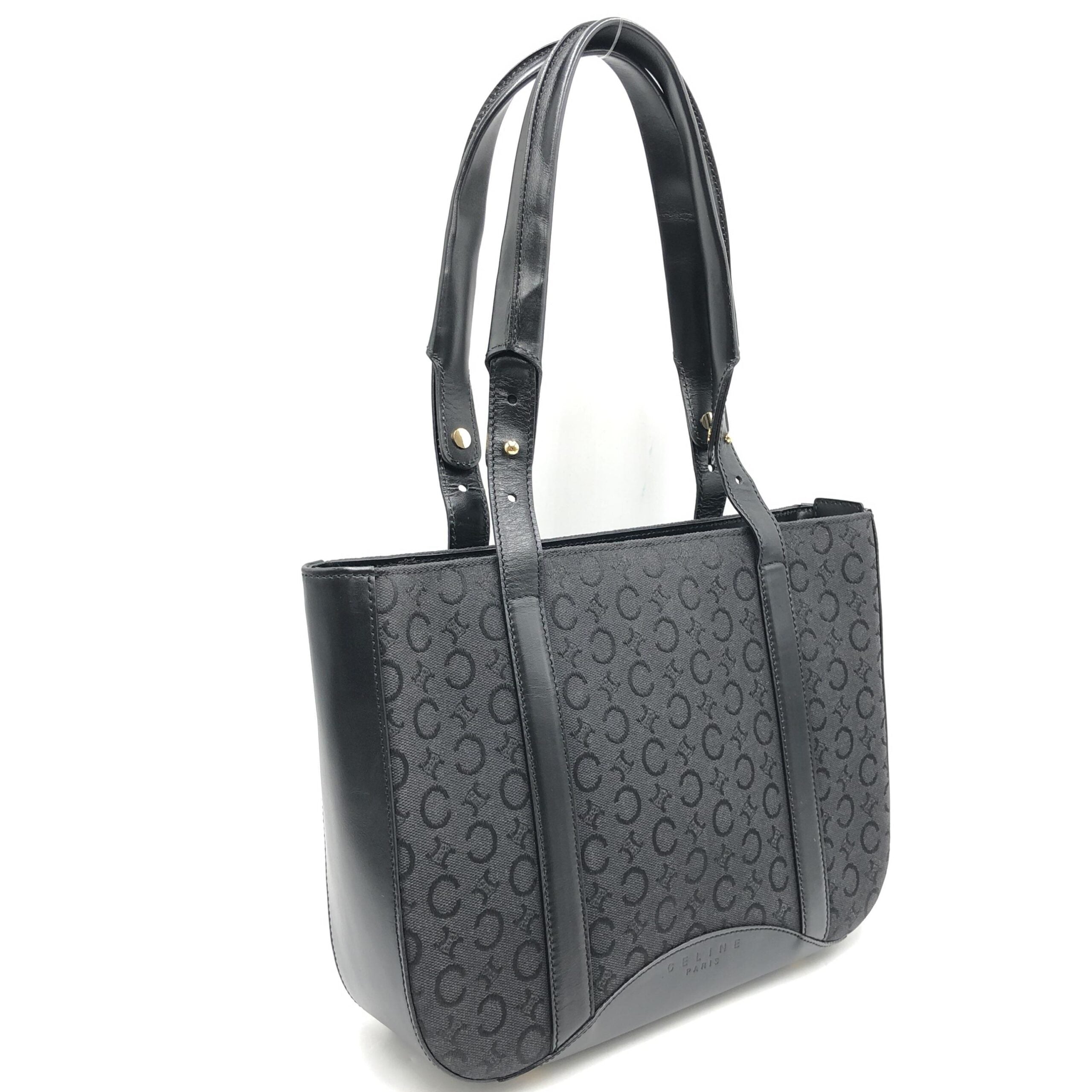 Celine Black C Macadam Canvas Tote Bag