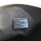 Fendi Moss Green Leather Clutch With Logo