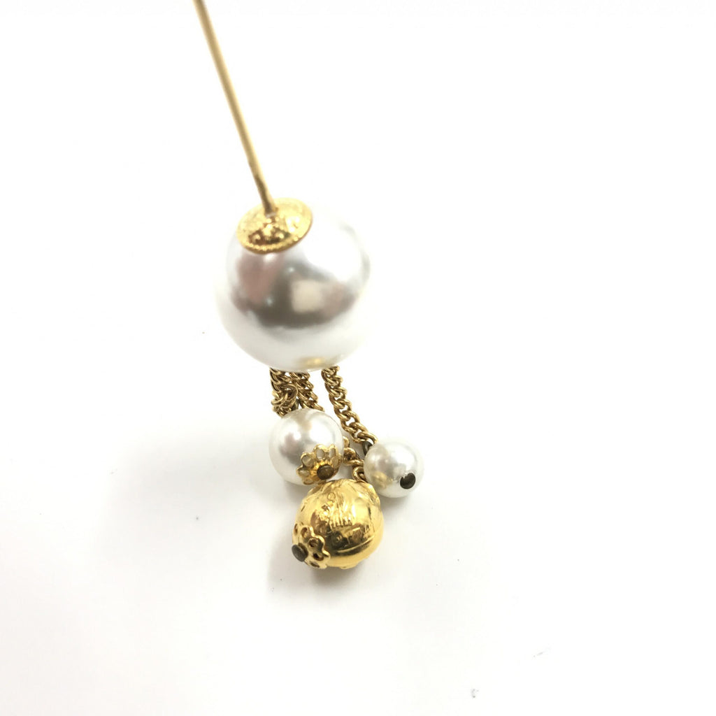 Salvatore Ferragamo Pin Brooch, Pearl Style, Box