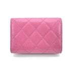 Chanel Pink Leather Quilted Flap Wallet