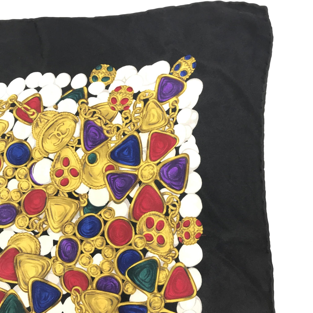 Chanel Silk Scarf With Vibrant Jewelry Print