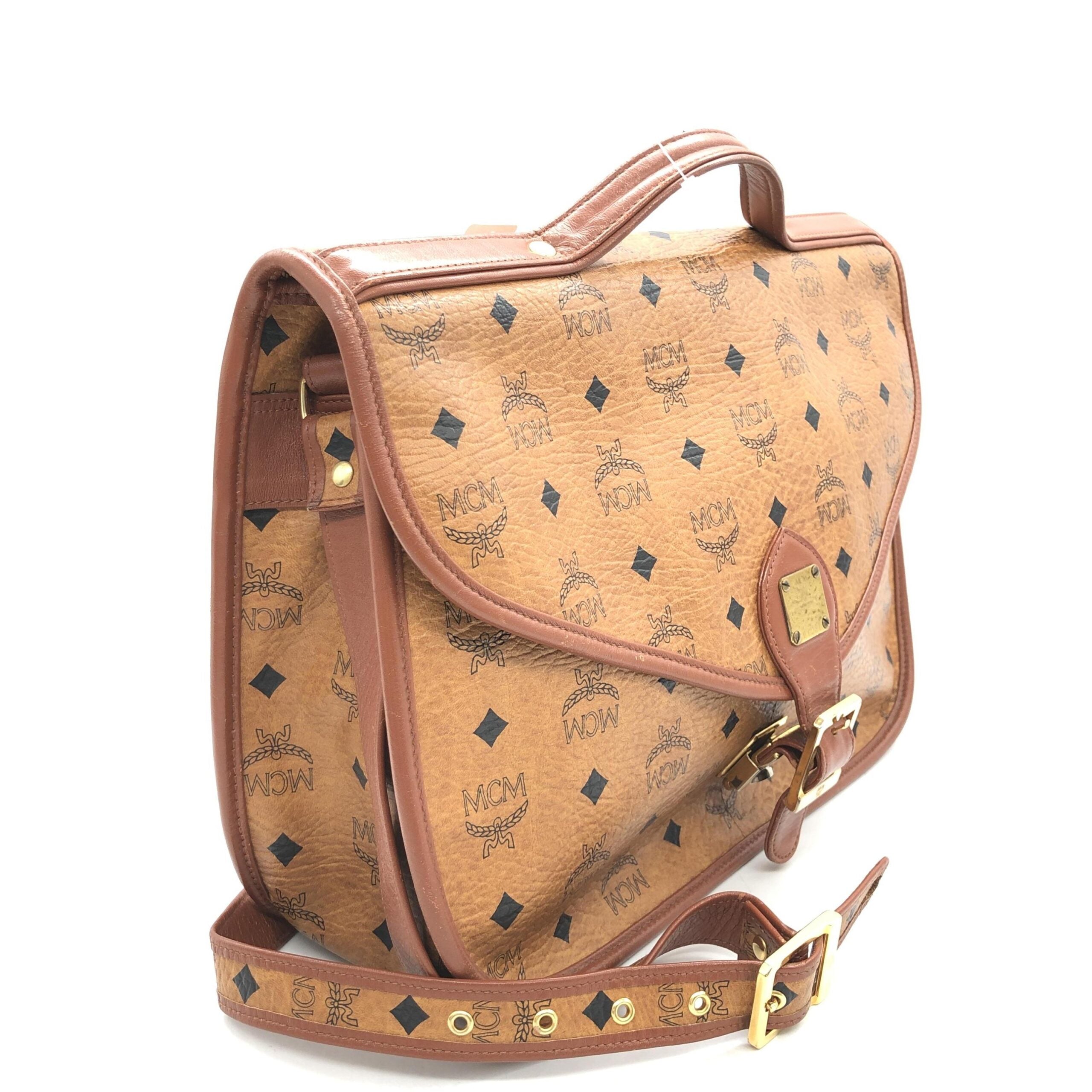 MCM Vesutos Leather Messenger Bag