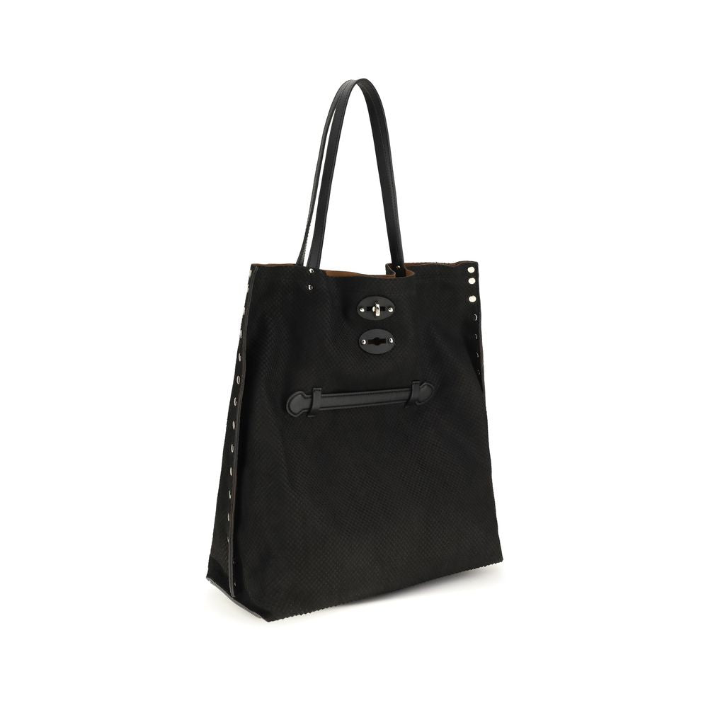 Zanellato Black Calf Leather Bos Taurus Shoulder Bag