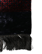 Dolce & Gabbana Black Red Rayon Geometric Pattern Fringe 140cm X 16cm  Scarf