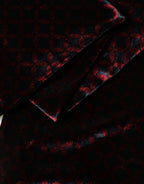 Dolce & Gabbana Black Red Rayon Geometric Pattern Fringe 140cm X 16cm  Scarf