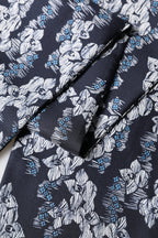 Dolce & Gabbana Black Blue Silk Floral Pattern Fringe 140cm x 16cm  Scarf