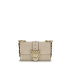 PINKO Beige Calf Leather Bos Taurus Shoulder Bag