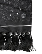 Dolce & Gabbana Black White Silk Dotted Print Foulard 140cm X 15cm Scarf