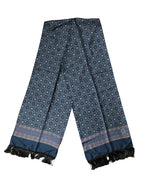 Dolce & Gabbana Blue Silk Crown Geometric Wrap Foulard 184cm X 33cm Scarf