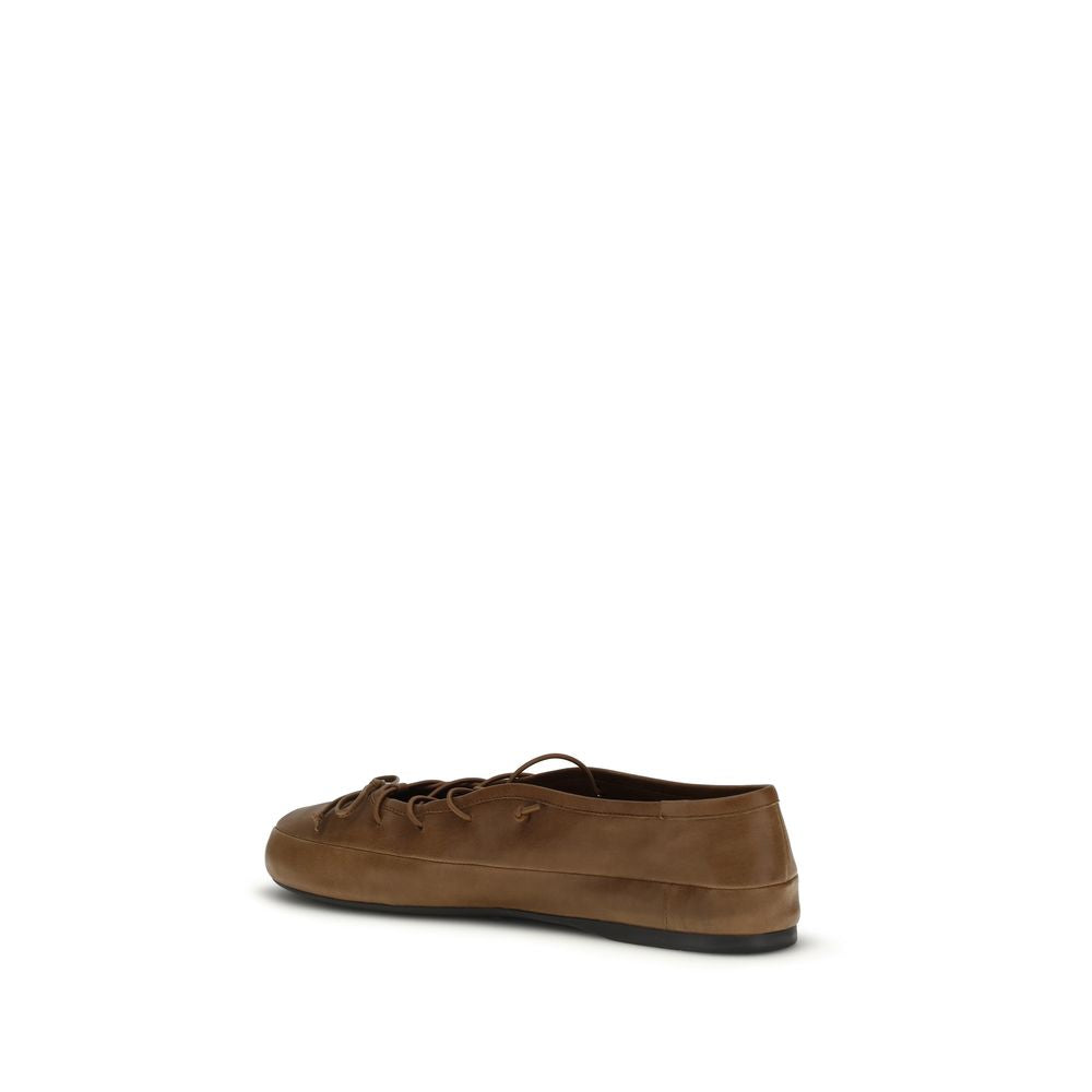 Miu Miu Brown Lamb Ovis Aries Aries Ballet Flats