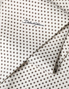 Dolce & Gabbana White Brown Polka Dot Silk Bandeau Neck Wrap 151cm x 13cm  Scarf