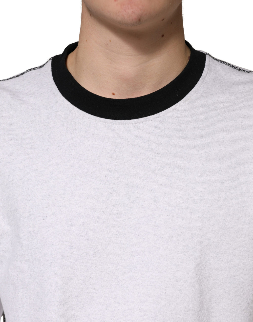Dolce & Gabbana Light Grey Cotton Crewneck Sweatshirt Sweater