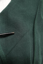 Dolce & Gabbana Green Ruched Mesh Sheer Sleeves Midi Dress