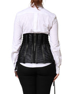 Dolce & Gabbana Black Lace-Up Waist Cincher Bustier Corset Top