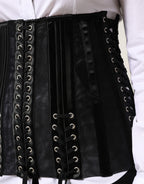 Dolce & Gabbana Black Lace-Up Waist Cincher Bustier Corset Top