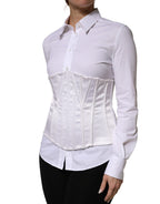 Dolce & Gabbana White Polyamide Waist Cincher Bustier Corset Top