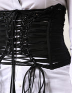 Dolce & Gabbana Black Polyester LaceUp Waist Cincher Corset Top
